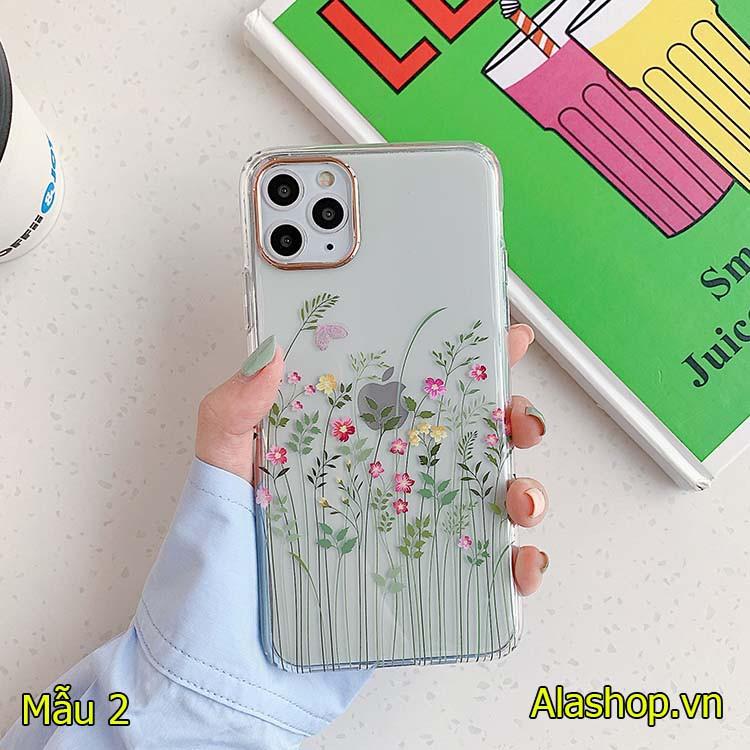 Ốp lưng dành cho iPhone 12 pro max trong suốt họa tiết hoa cao cấp chống sốc viền dẻo
