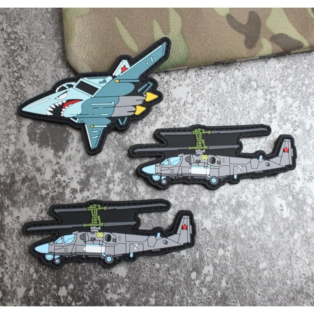 Patch_velcro cao su PVC hình máy bay và trực thăng dán ba lô_túi xách