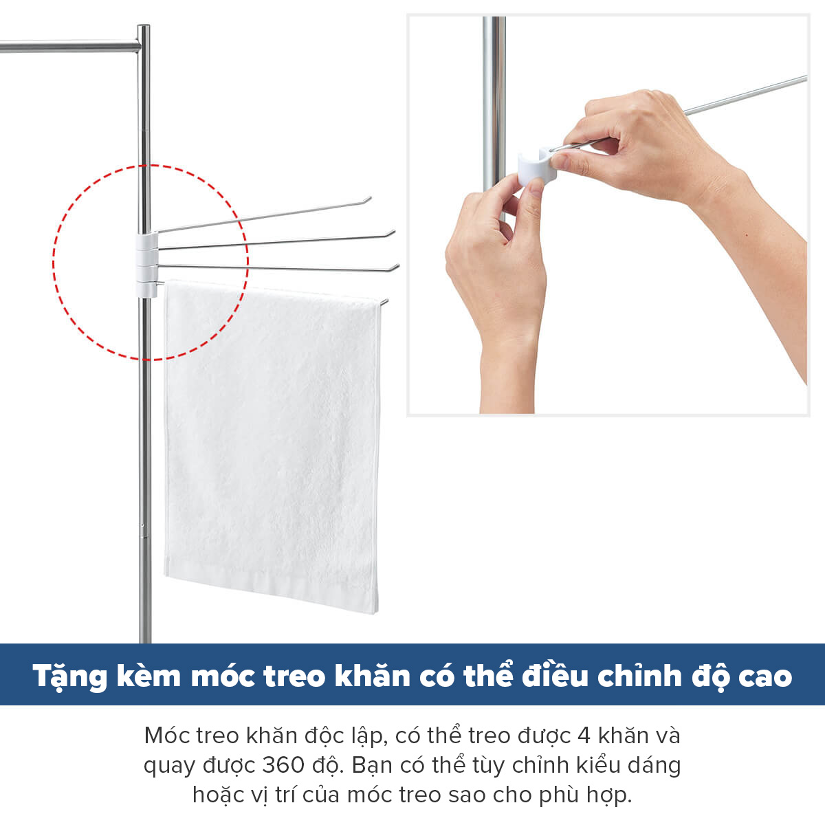 Giá Phơi Quần Áo Bằng Thép Không Gỉ PSI-03 TENMA, Thiết Kế Nhỏ Gọn, Chắc Chắn, Dễ Dàng Tháo Lắp