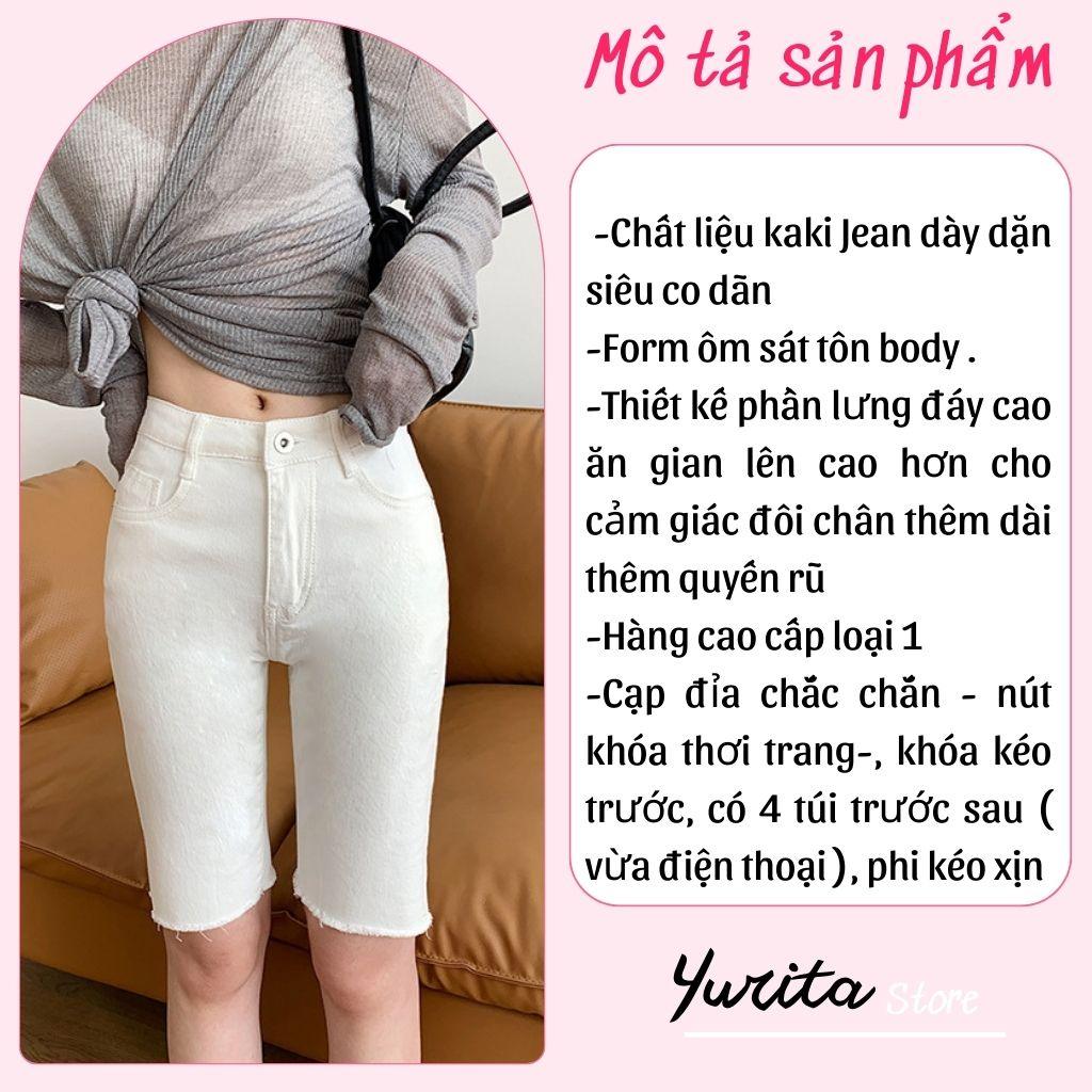 Quần Short Quần Lửng Nữ Yurita Ngố Cạp Cao Chất Kaki Jean Ôm Dáng Siêu Đẹp Có Giãn