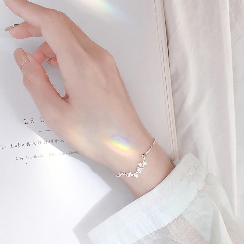 Vòng tay nữ bạc Ý s925 họa tiết lá bạch quả nhỏ tươi S2261 - AROCH Jewelry
