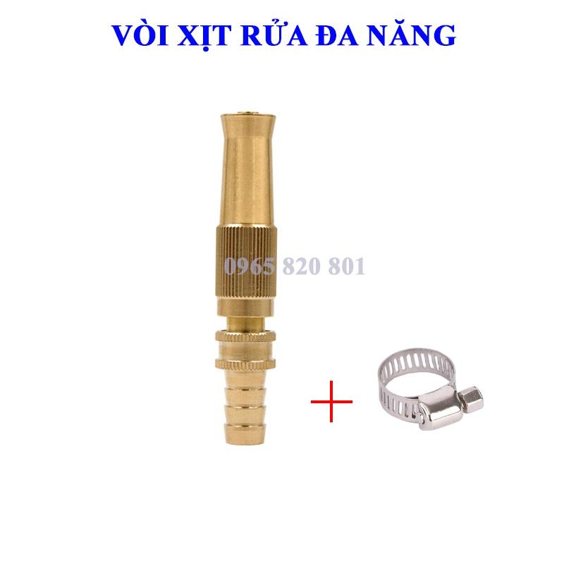 Đầu vòi xịt tăng áp lực nước mini đa năng bằng đồng tưới cây rửa xe cực mạnh kèm đai siết ống