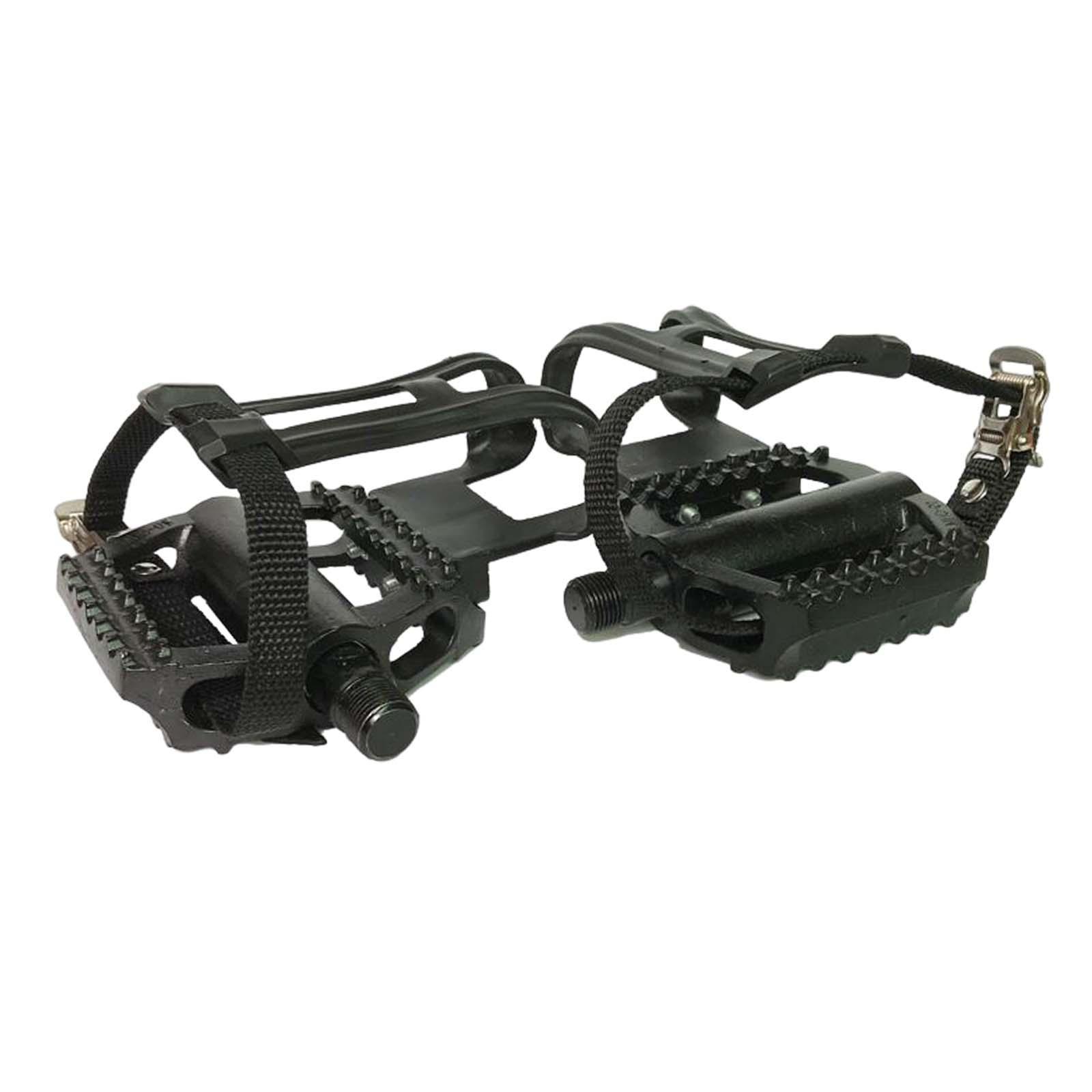 1 Pair Exercise Bike Pedals with Adjustable Straps for Home Gym Stationary