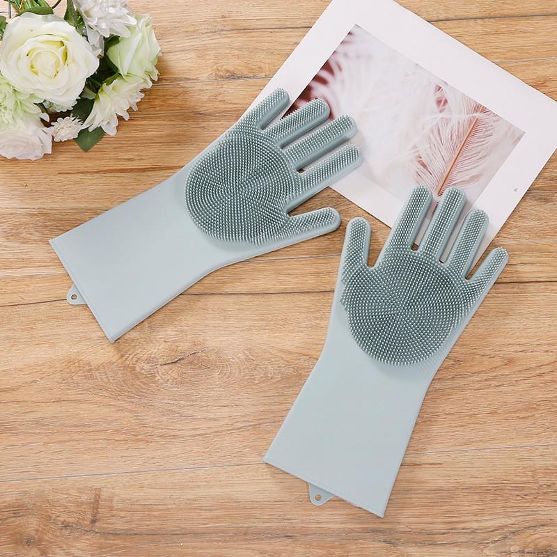 Găng Tay Rửa Chén Bát Silicon Đa Năng Kiêm Miếng Rửa Bát Tạo Bọt Siêu Bền