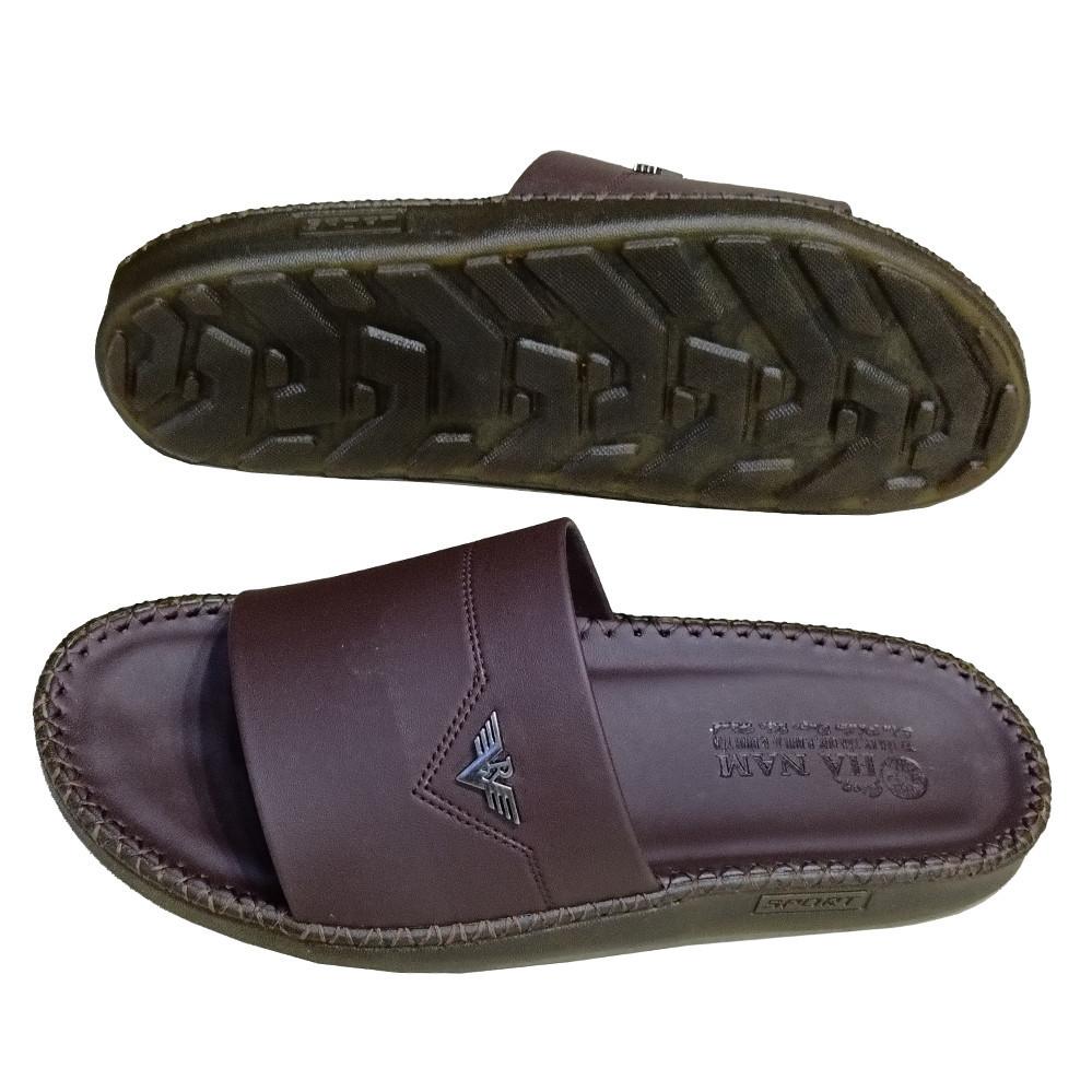 Dép Nam Da Bò HA NAM Đế Siêu Nhẹ Khâu Chỉ Toàn Bộ DNA22031