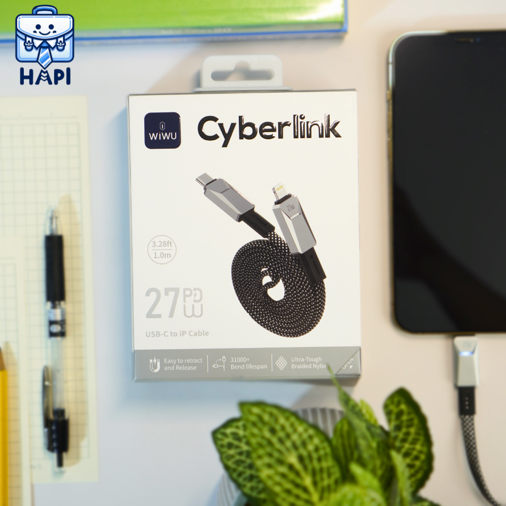 Cáp sạc hàng chính hãng WiWU Cyberlink Type-C to Type-C Wi-C078 dây dù nylon siêu bền, truyền đẫn ổn định