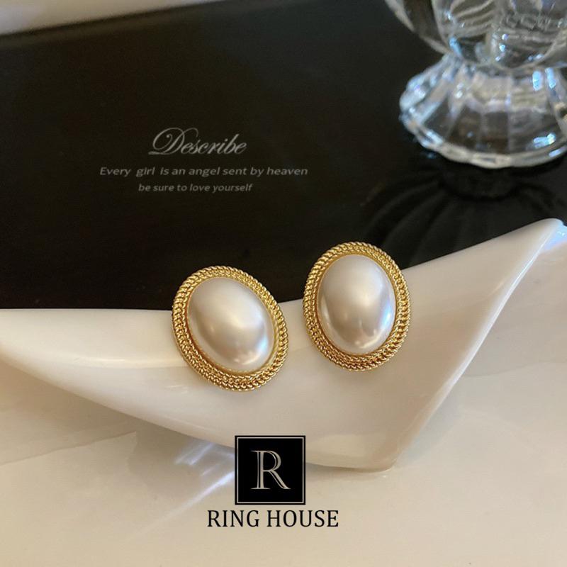 Khuyên tai bông tai nữ hạt trai hình thoi dự tiệc sang đẹp Ring House