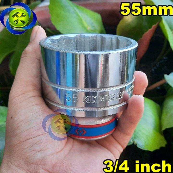 Tuýp 55mm loại 3/4 Kingtony 633055M ngắn 12 cạnh màu trắng