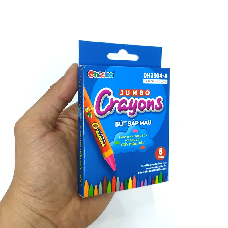 Bộ 2 Bút Sáp Màu Chicko Jumbo Crayons - 8 Màu - DK3304-8