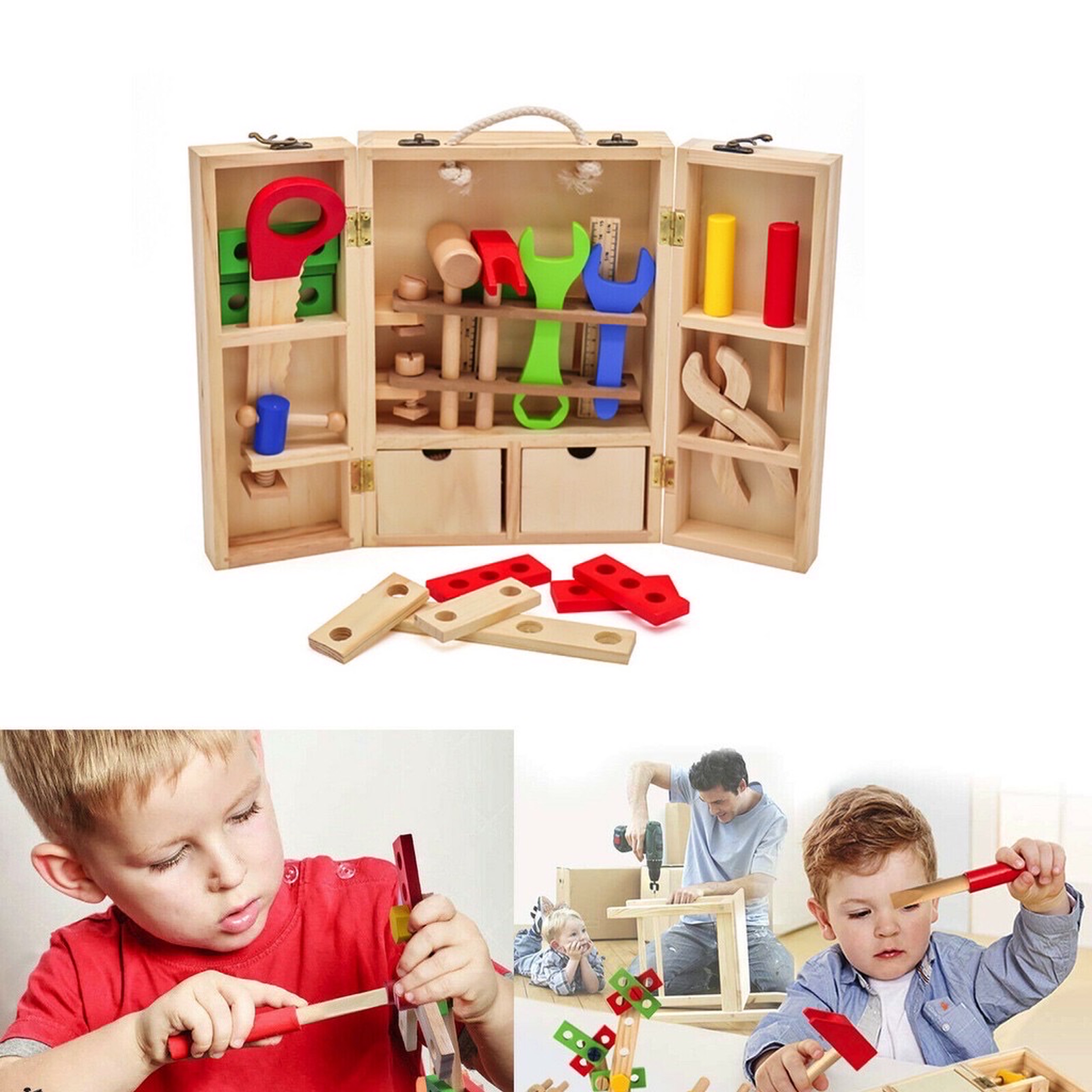 Montessori_Bộ Đồ Chơi Kỹ Thuật Vặn ốc Vít Bằng gỗ Giúp Bé Phát Triển Trí Tuệ_Cho trẻ từ 2 tuổi trở lên