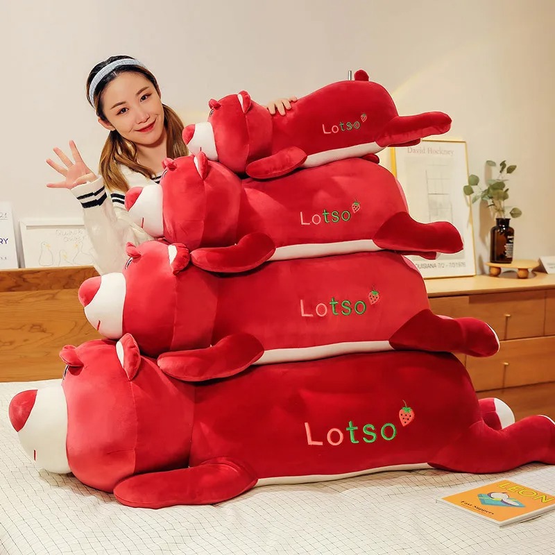 Thú nhồi bông Lotso đỏ siêu đáng yêu - Size từ 65cm đến 1m3 - Quà tặng gấu bông gấu dâu hoạt hình cute - Gối ôm mềm mại cho bé