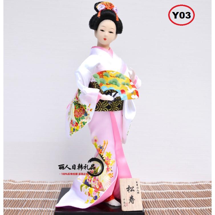 Búp bê Geisha mặc Kimono truyền thống cao 30cm thích hợp trang trí kệ sách, văn phòng, phòng đọc, phòng khách