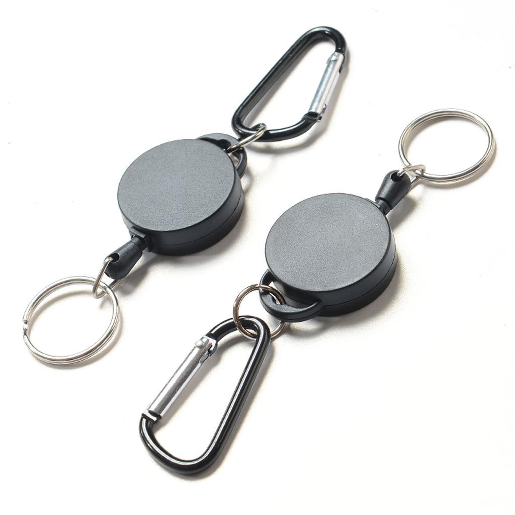 2 Pieces Retractable Key Chain Steel Reel Recoil Chain Key Ring Belt Clip