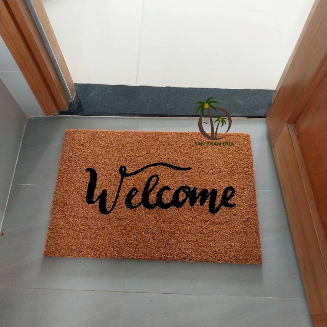 THẢM CHÙI CHÂN BẰNG XƠ DỪA CÓ ĐẾ CHỐNG TRƯỢT IN WELCOME 40x60