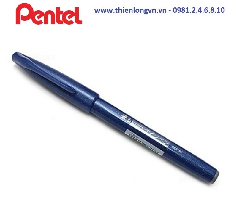 Bút lông viết thư pháp hiện đại Pentel SES15C-C màu xanh; Calligraphy Fude Touch Sign - Blue