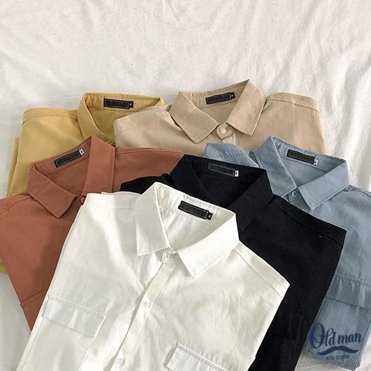 Áo Sơ Mi Nam Dài Tay Cổ Bẻ Form Rộng Kiểu Dáng Hàn Quốc, Phong Cách Unisex Chất Kaki Bền Đẹp, Không Nhăn Form Suông