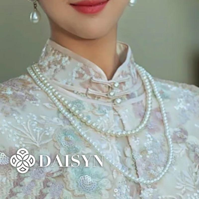 N399 vòng cổ hạt Trai, dây chuyền hạt bẹt dây chuyền mang áo dài 2 sợi dài D nhiều kích cỡ cho nữ