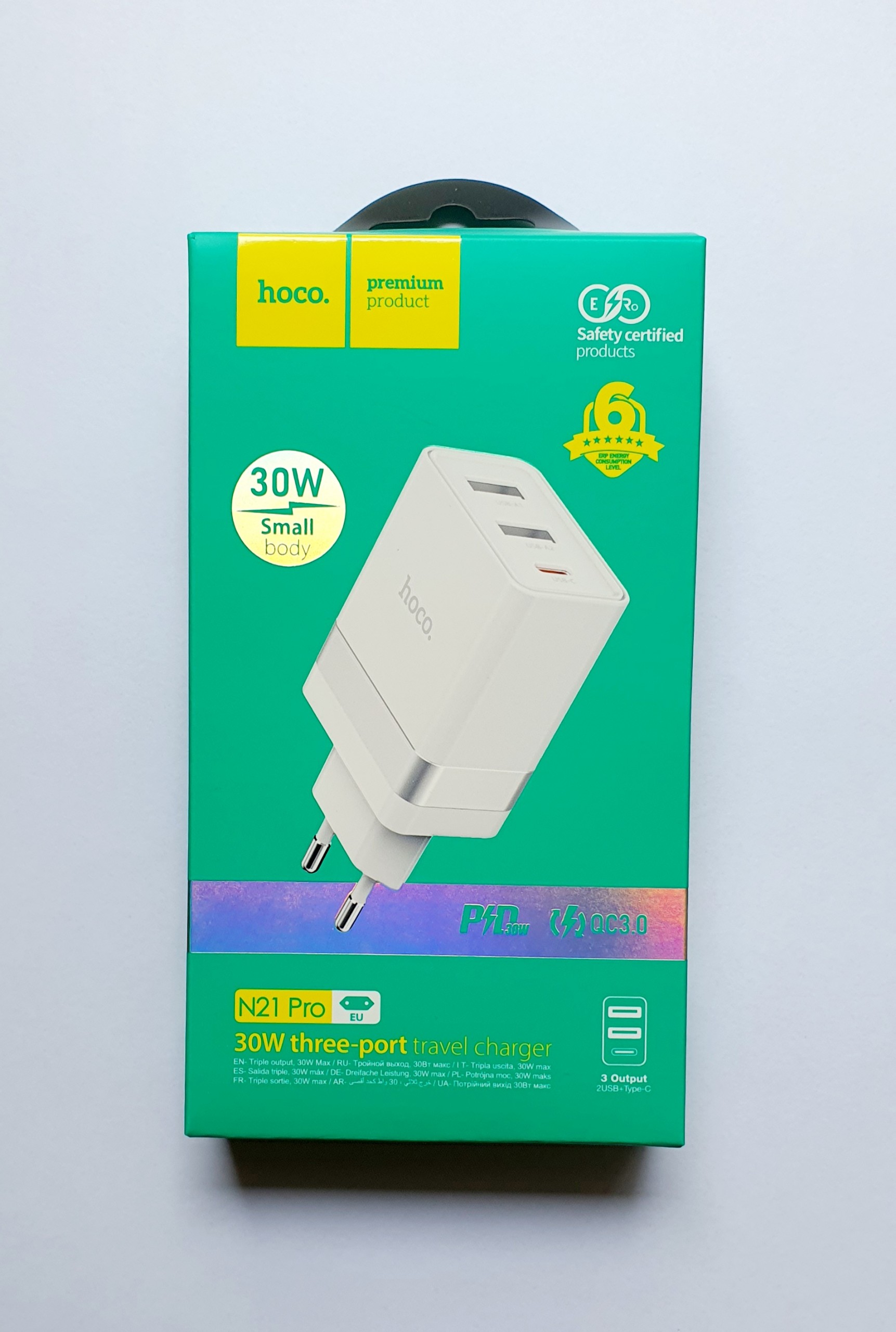 Cốc Sạc Nhanh PD 30W Hoco N21-Pro 3 Cổng Sạc (2 Cổng USB + 1 Cổng Type C) - Hàng Nhập Khẩu