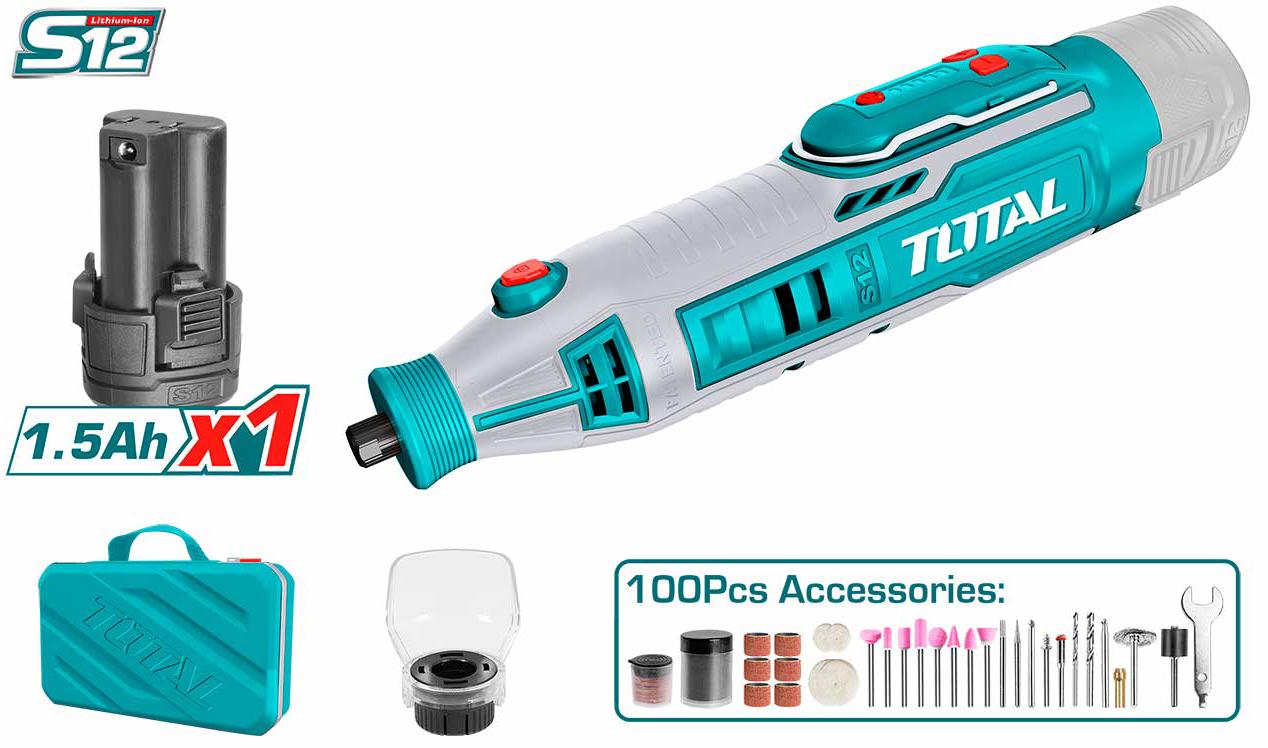MÁY MÀI KHUÔN DÙNG PIN LITHIUMION 12V (Kèm 1 pin &amp; 1 sạc) TOTAL TMGLI12011 - HÀNG CHÍNH HÃNG