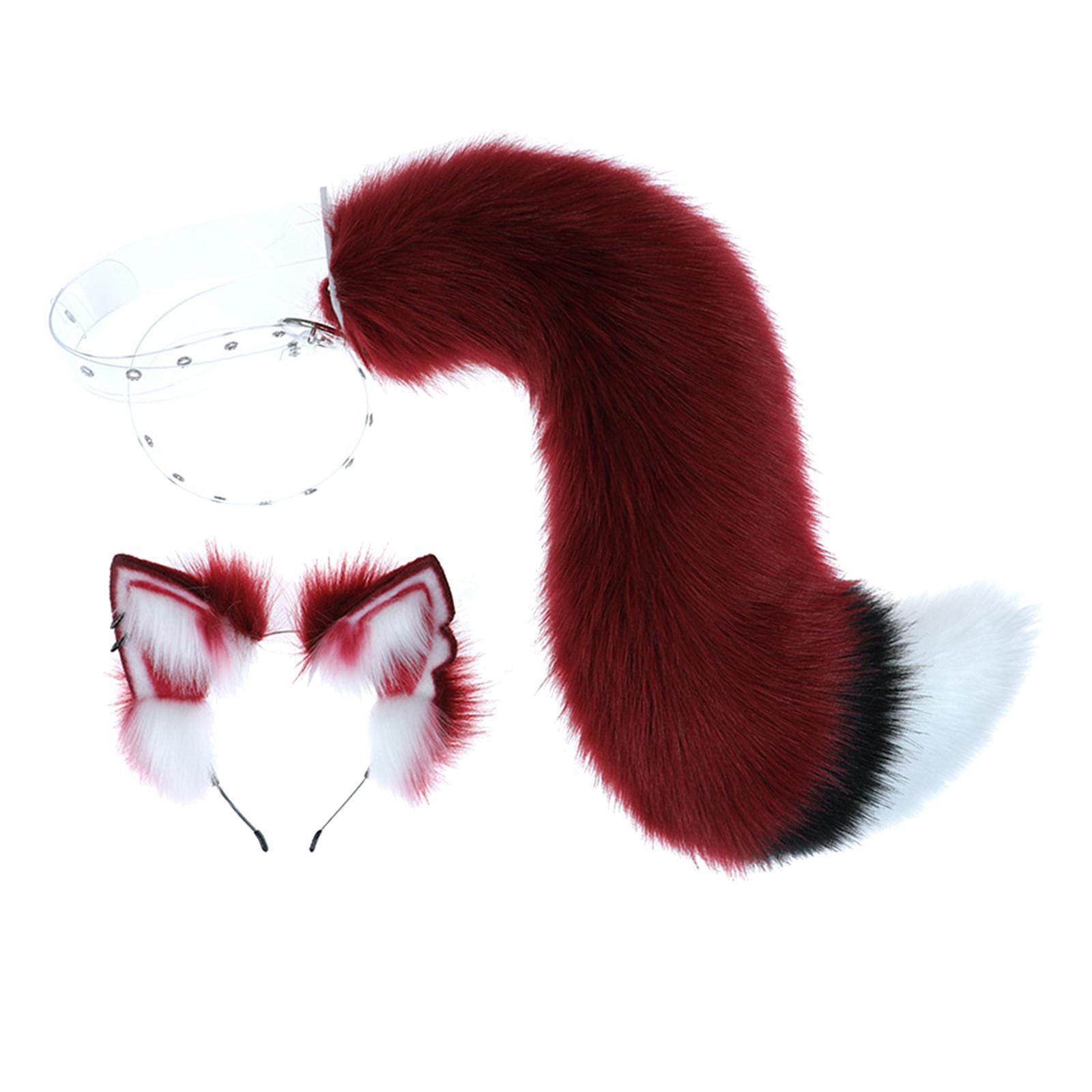 Wolf Ears and Tail Set Costume Accessories Hair Clip for Performance Halloween
