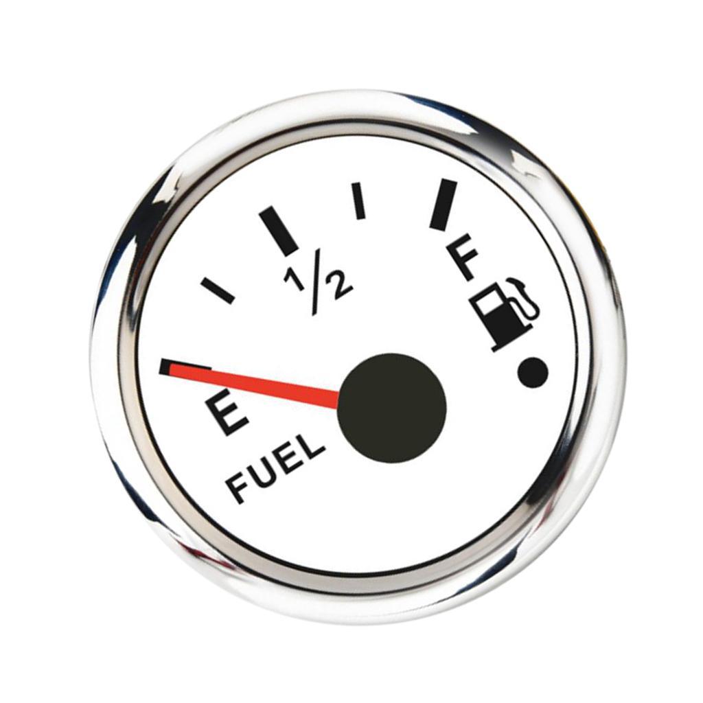 Fuel Level Gauge Boat Marine Fuel Level Gauge White Face LED Display 52mm 2"