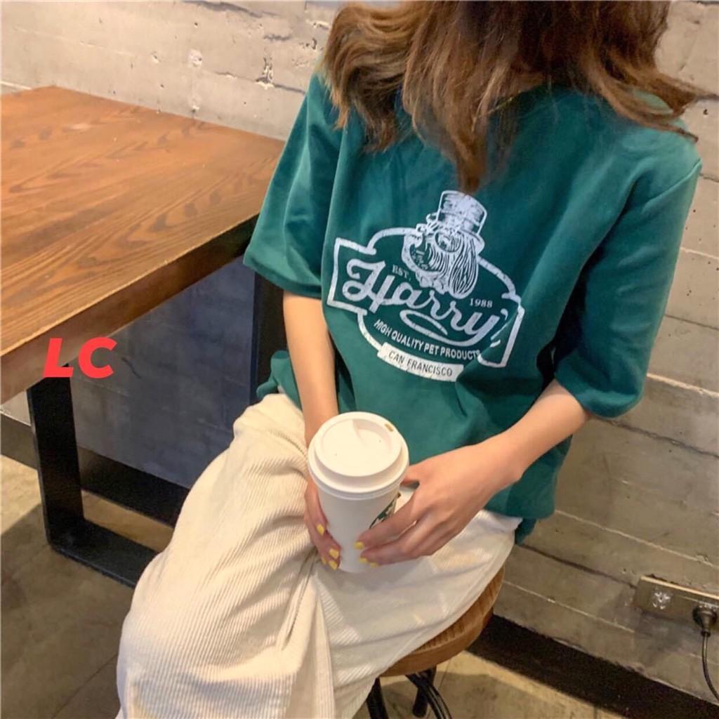 Áo harrys xanh thun form rộng bigsize nữ - Phông cộc tay cổ tròn dáng suông, mặc mùa hè cá tính ulzzang SIÊU HOT
