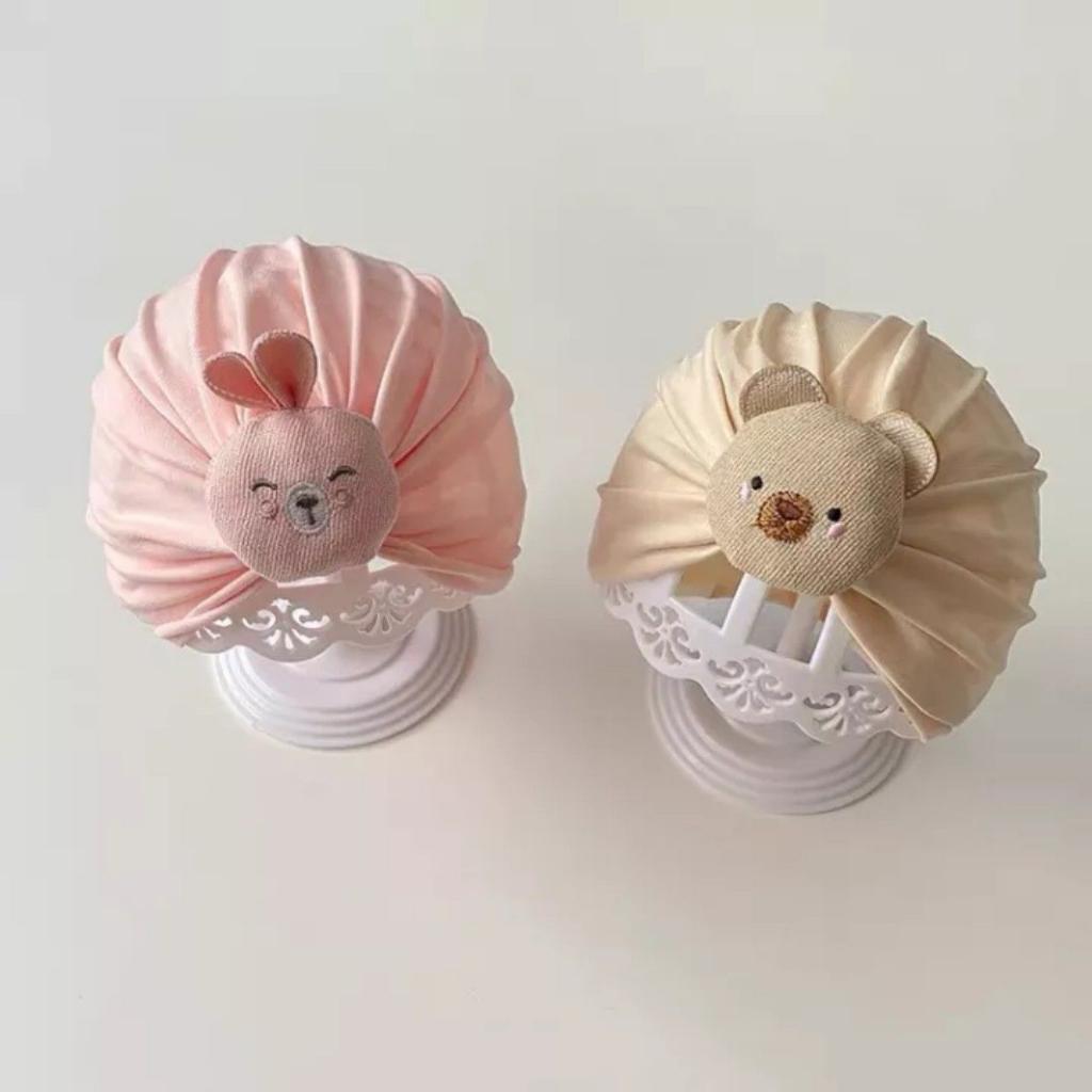 Set Mũ Nón Turban Kèm Vớ Cao Cổ Có Chống Trượt Đính Hình Dễ Thương Cho Bé Gái - Chicbaby