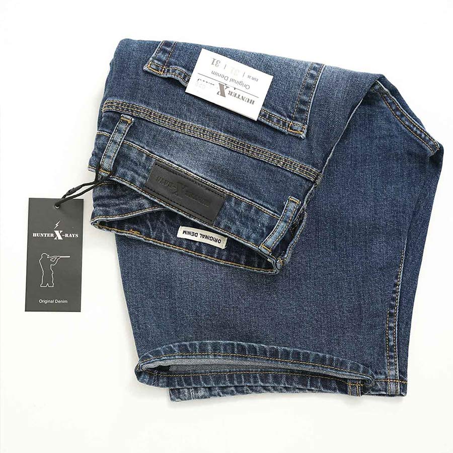 Quần Short Jeans Nam Cao Cấp HUNTER X-RAYS  Form Slimfit Thun Màu Xanh S58