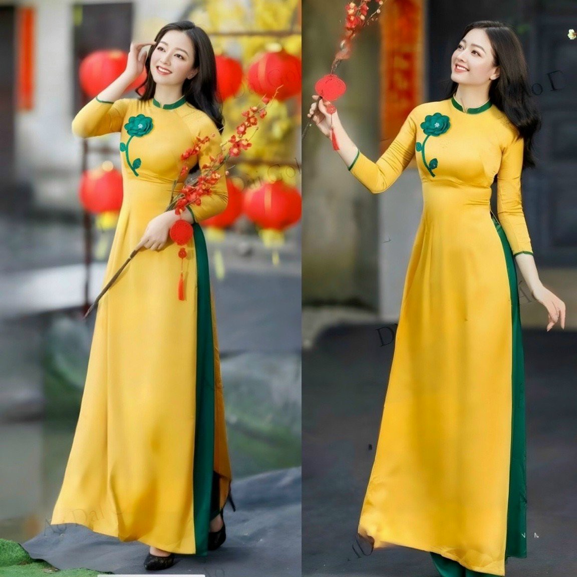 ÁO DÀI ĐÍNH HOÁ DUYÊN DÁNG
