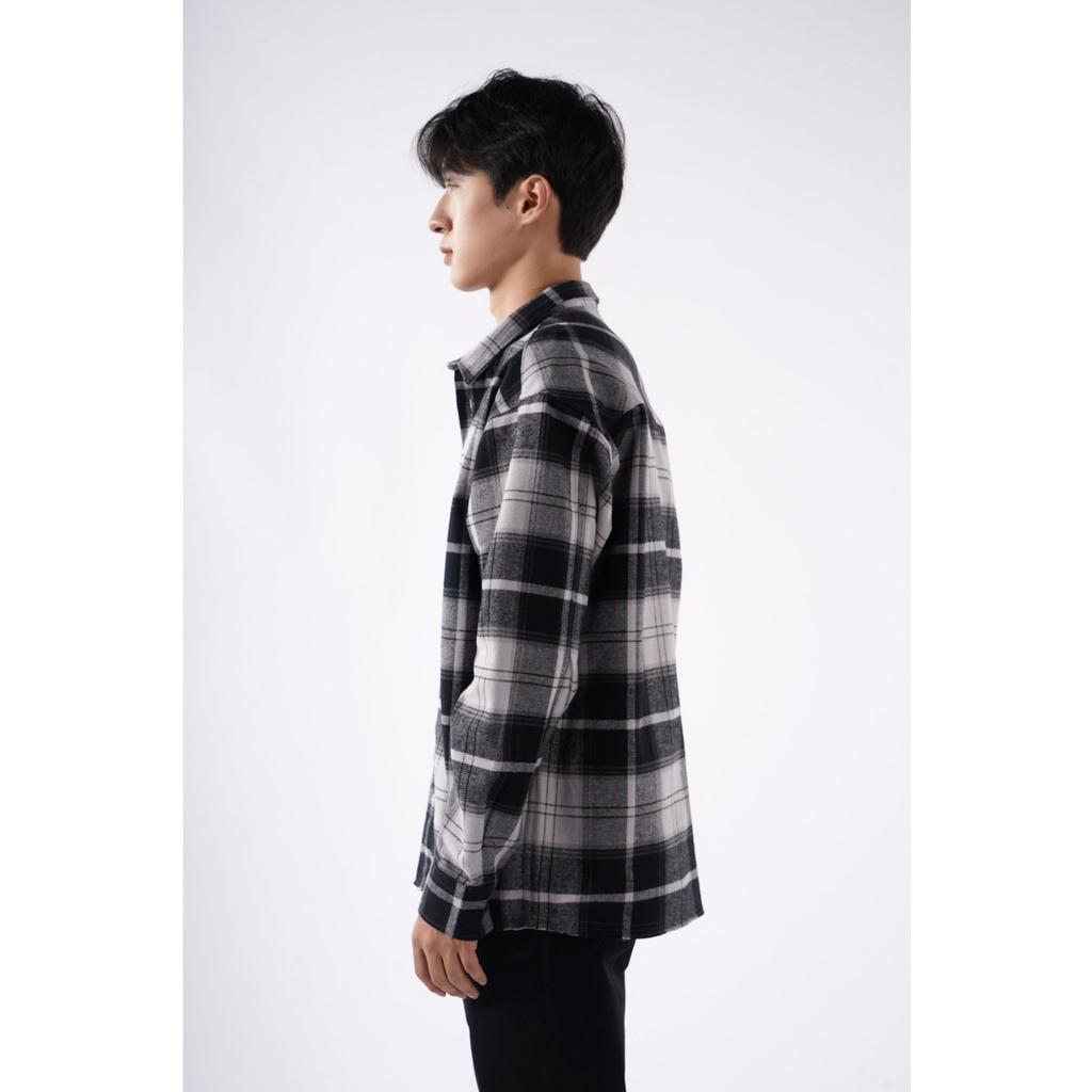 ÁO SƠ MI CARO NAM OVERSIZE nhãn trang trí 10F21SHL012 - LASTORE MENSWEAR