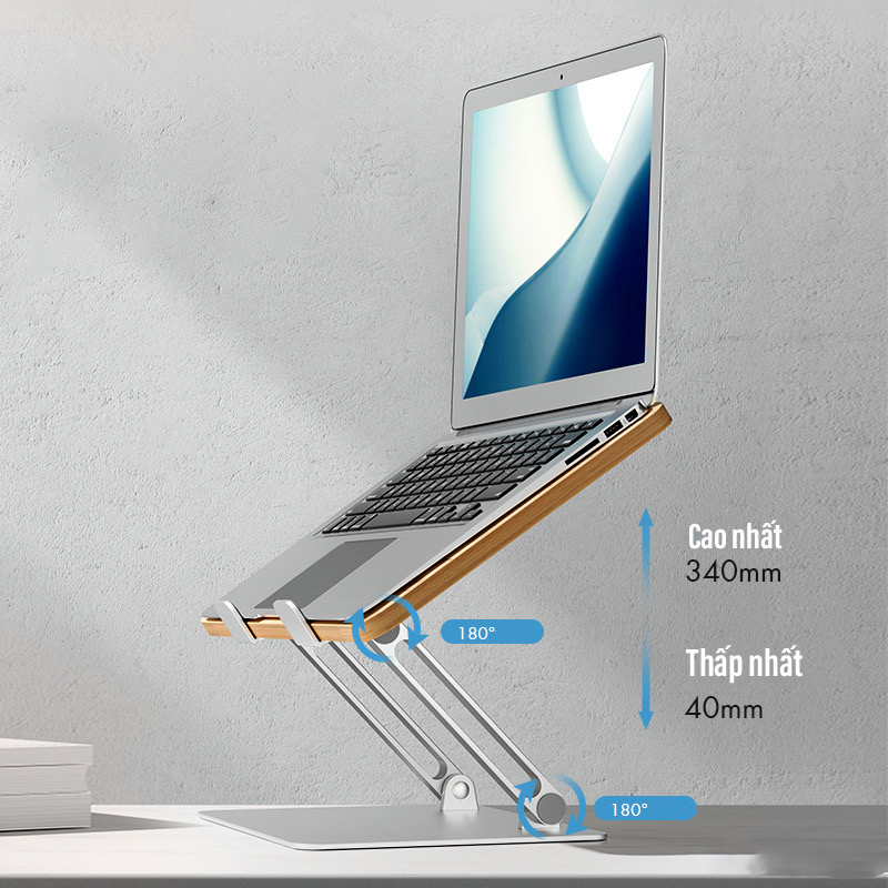 Chân đế giá đỡ Laptop UP mặt gỗ cho MacBook, Laptop, Tablet - Hàng Nhập Khẩu