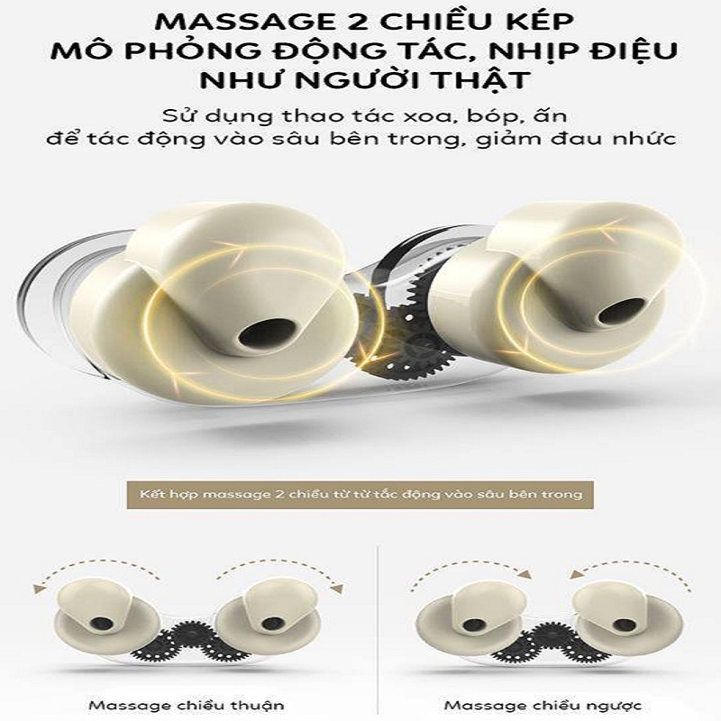 Gối Massage Cổ Vai Gáy FATO - Xoay 2 Chiều 360 Độ - Dùng Pin Sạc Lithium, Trọng Lượng 495gr - Hỗ trợ giảm đau mỏi - Hàng Chính Hãng