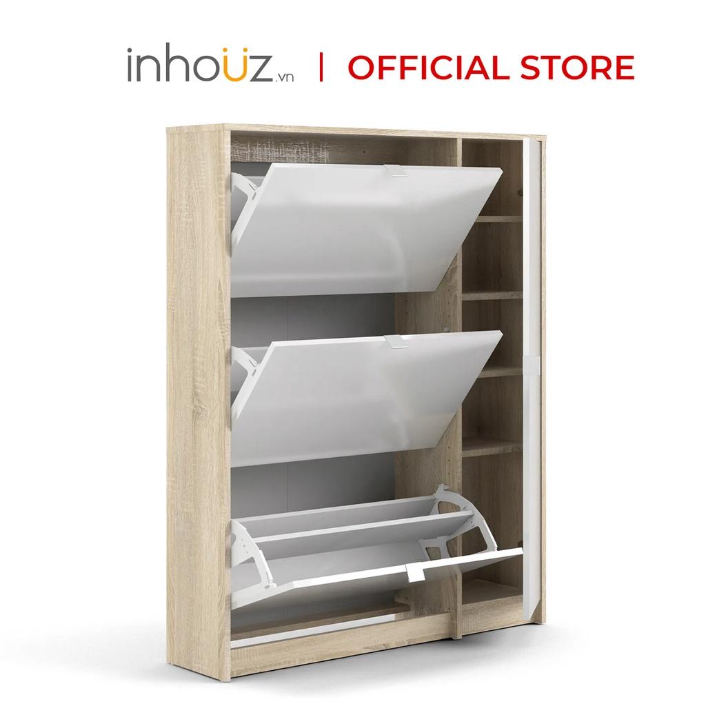 Tủ giày gỗ 3 cánh lật kèm 4 hộc tủ - Shoe Storage Cabinet - INHOUZ - HOTG0005