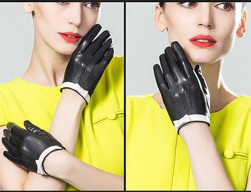 Găng tay nữ da cừu nữ tính lót vải thoáng khí BHY8756 Cản gió, chống nước, cảm ứng điện thoại. Bao tay nữ