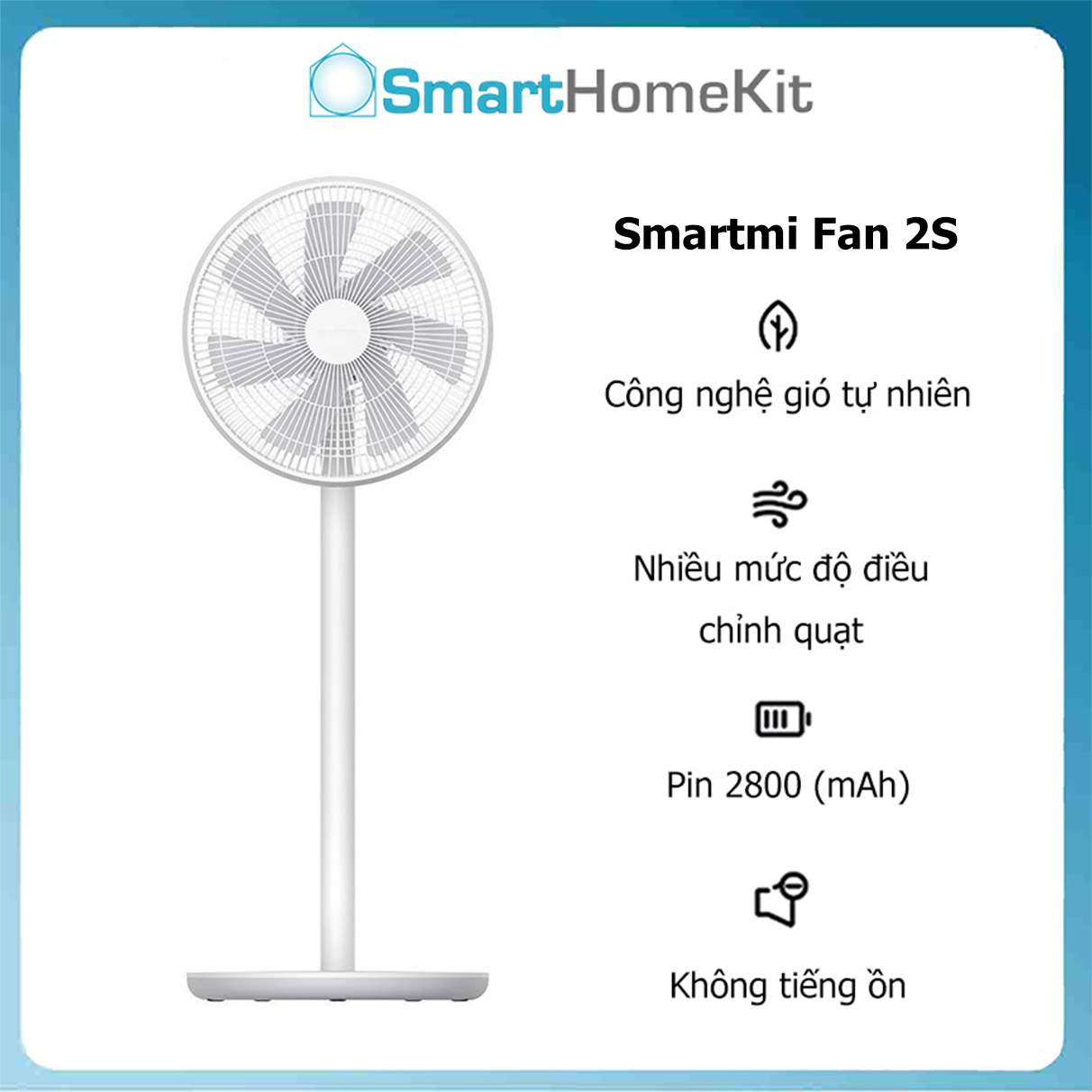 Quạt Điện Thông Minh Smartmi Standing Fan 2S động cơ không chổi than biến tần DC - Hàng Chính Hãng