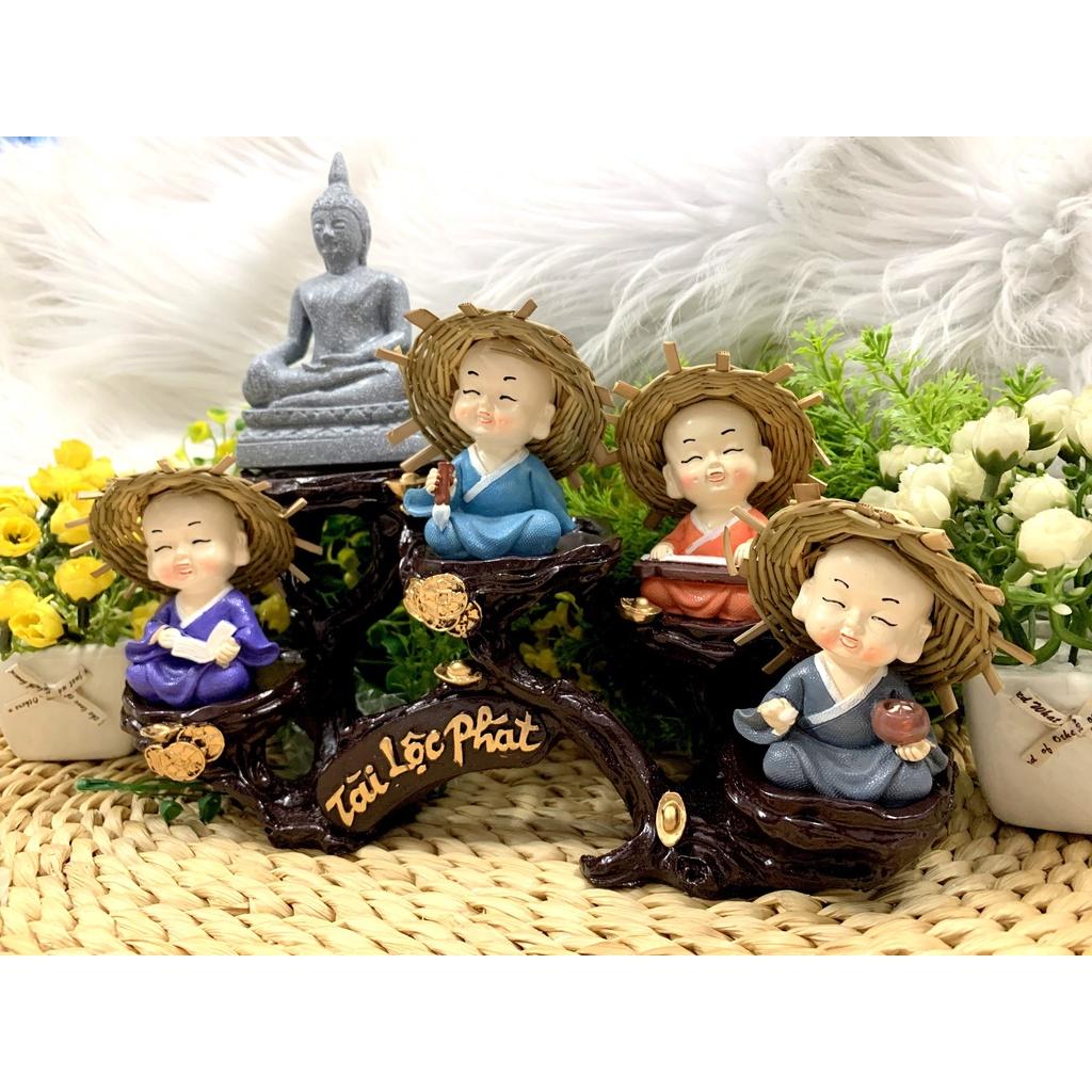 Full Set Phật Thích Ca cùng các chú tiểu Cầm Kỳ tọa đế Tài Lộc Phát