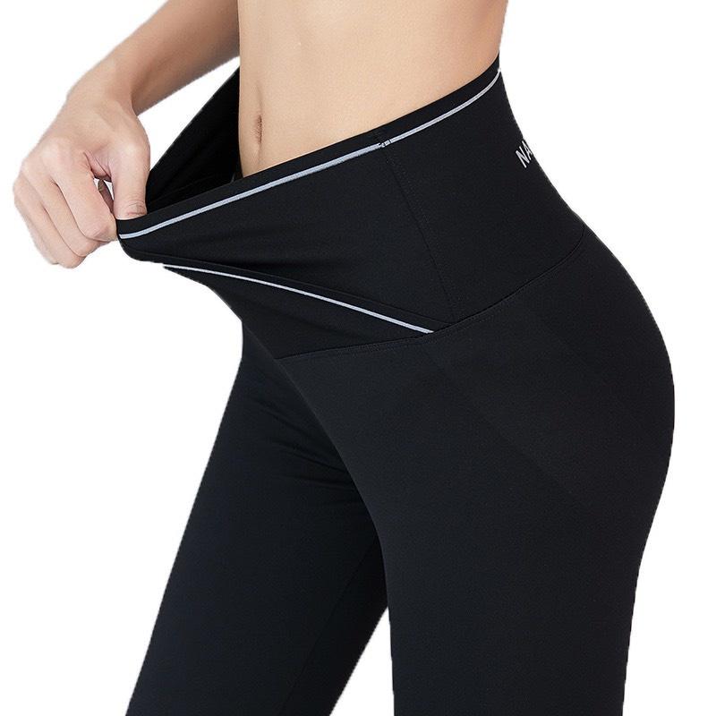 Quần legging nữ cạp cao ghen bụng in chữ cạp chéo thời trang 7110