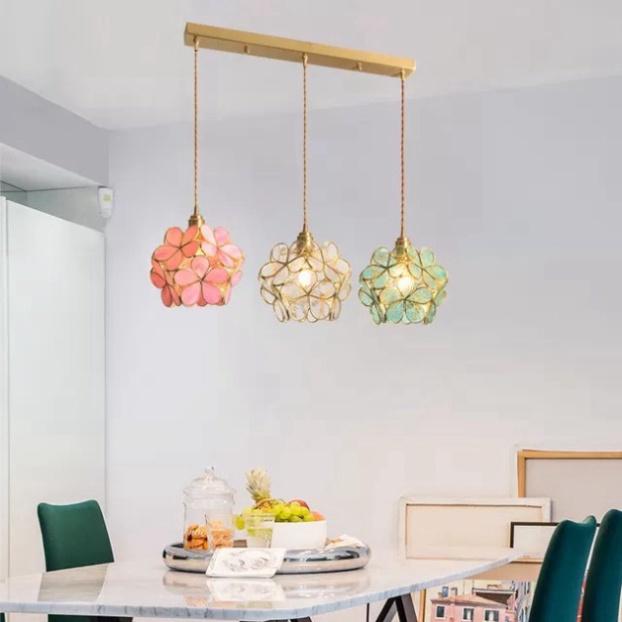 Đèn trang trí, đèn thả hoa chất liệu đồng thuần chất DT DDT