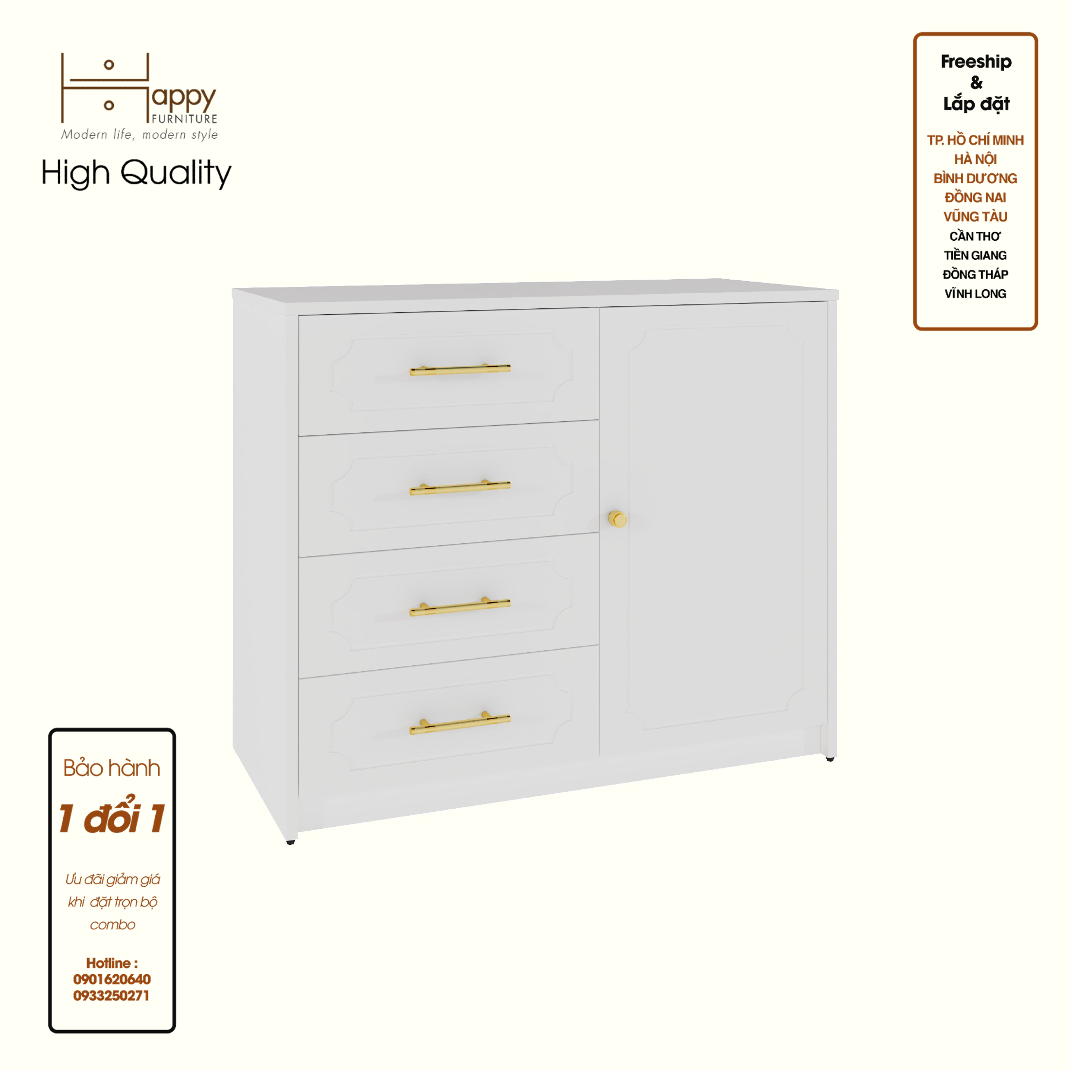 [Happy Home Furniture] NERIS, Tủ lưu trữ 4 ngăn kéo , 90cm x 40cm x 75cm ( DxRxC), THK_134