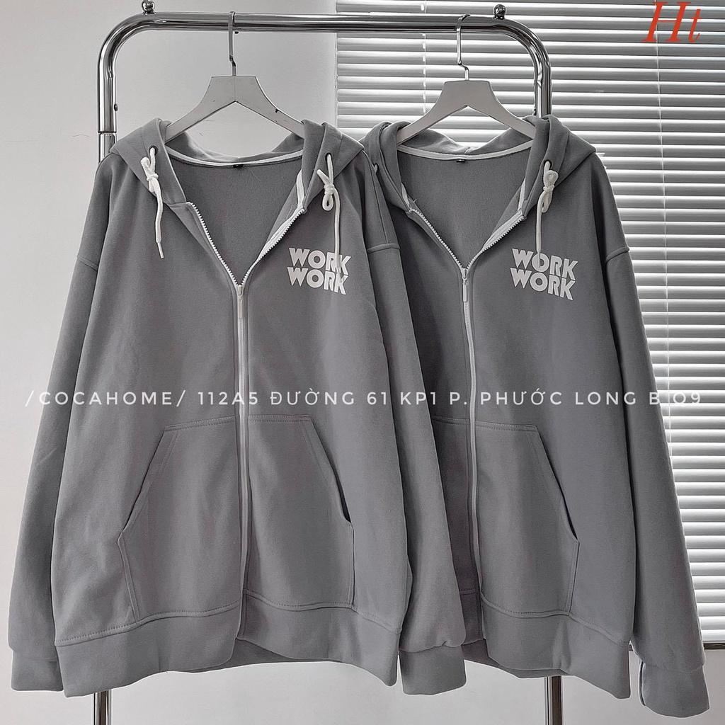 Áo Khoác Nỉ Cotton Work Áo Khoác Hoodie Dày Dặn Nam Nữ DTH09