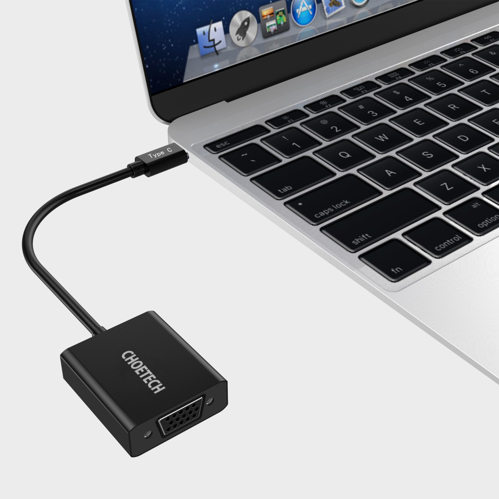 Hub dây cáp chuyển đổi Type-C thành cổng VGA Full HD chuẩn 1080P hiệu CHOETECH V01 dành cho Macbook Pro / Smartphone - Hàng chính hãng