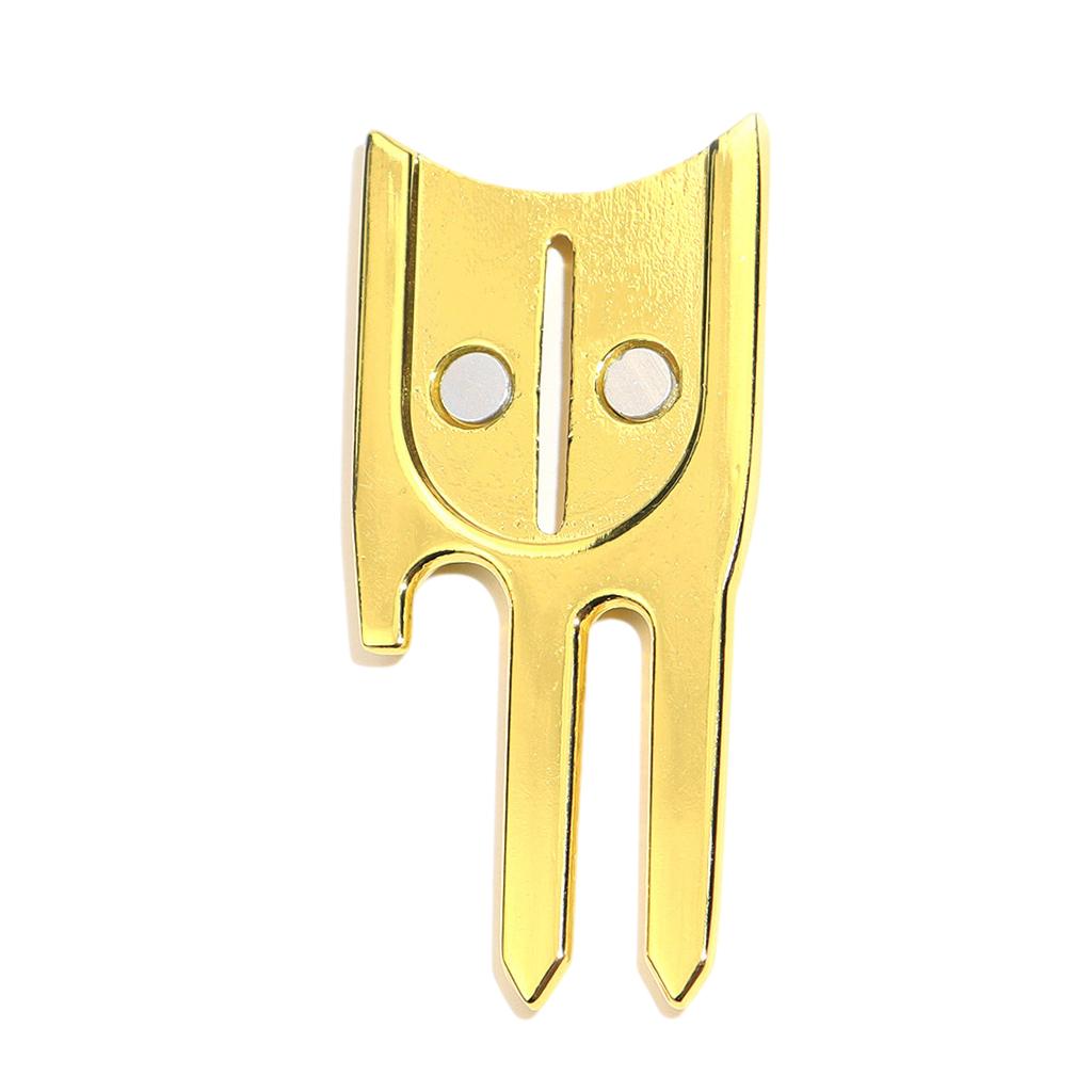 Golf Divot Tool Ball Marker Bottle Opener Green Repair Fork Golden