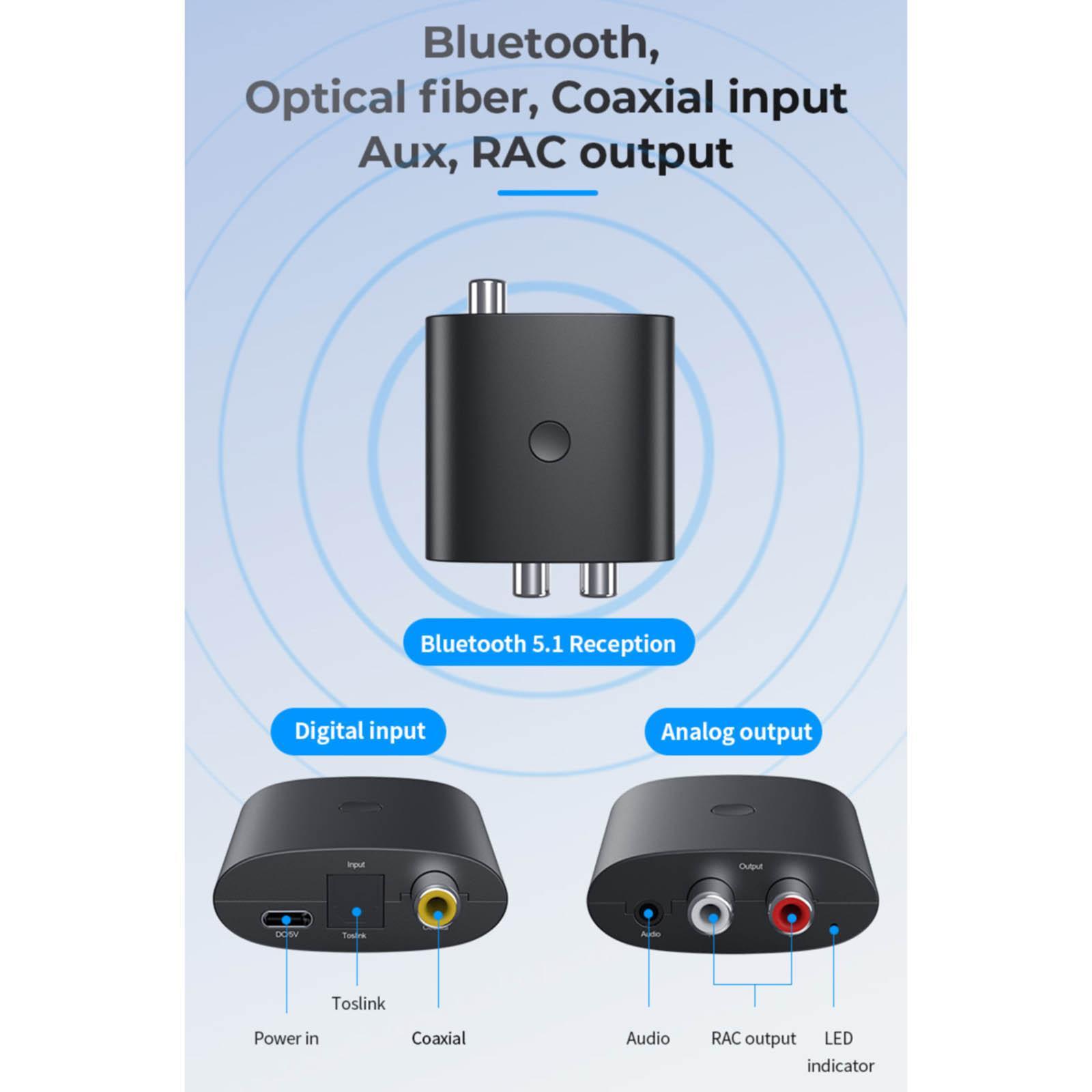 Bluetooth 5.1 Receiver Digital to Analog Audio Adapter Light Weight