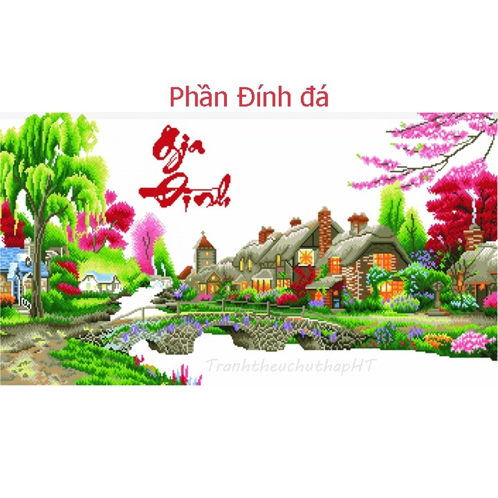 Tranh đính đá Gia đình hạnh phúc - chưa đính