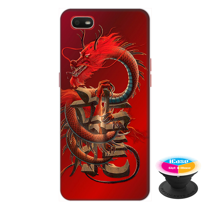 Ốp lưng điện thoại Oppo A1K hình Rồng Đỏ tặng kèm giá đỡ điện thoại iCase xinh xắn - Hàng chính hãng