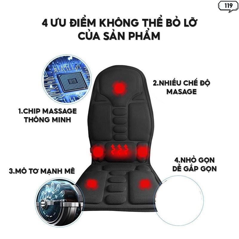 Đệm Massage Lót Ghế Xe Ô Tô Maxta Toàn Thân Có Remote Đi Kèm Gấp Gọn Tiện Lợi 119