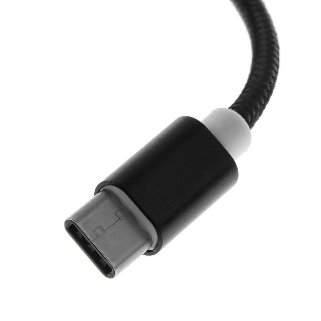 USB Type C to 3.5mm Stereo Aux Headphone Audio Adapter Cable Cord Black