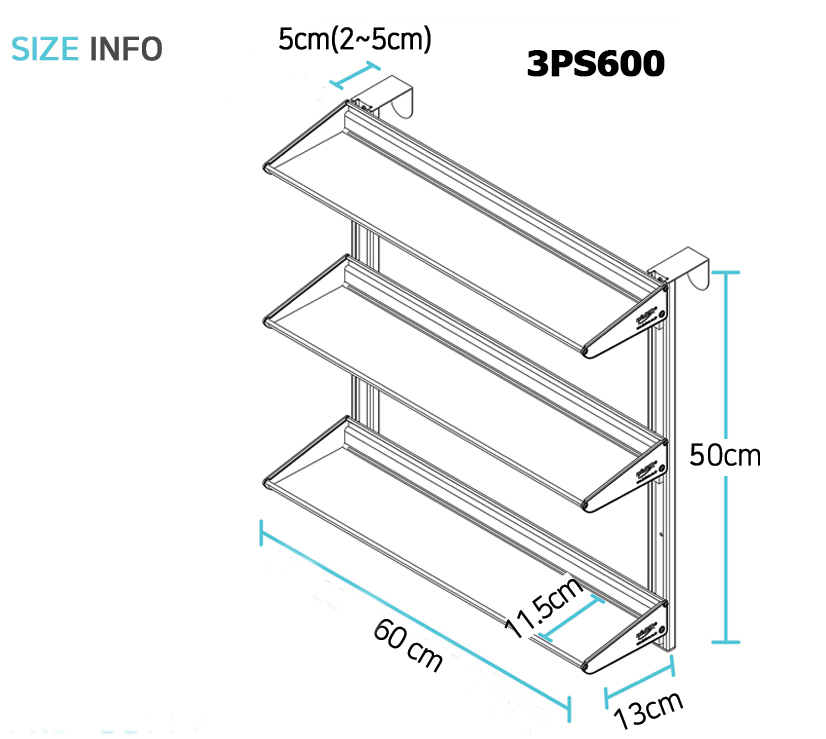 Kệ để đồ thông minh 3 tầng trên vách ngăn Wellex 3PS600