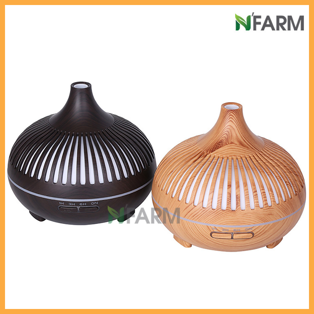 Combo máy khuếch tán, máy xông tinh dầu NFarm Giọt Nước Sọc NF2073 + tinh dầu sả chanh N'Farm (10ml). Phun sương sóng siêu âm. Có remote điều khiển