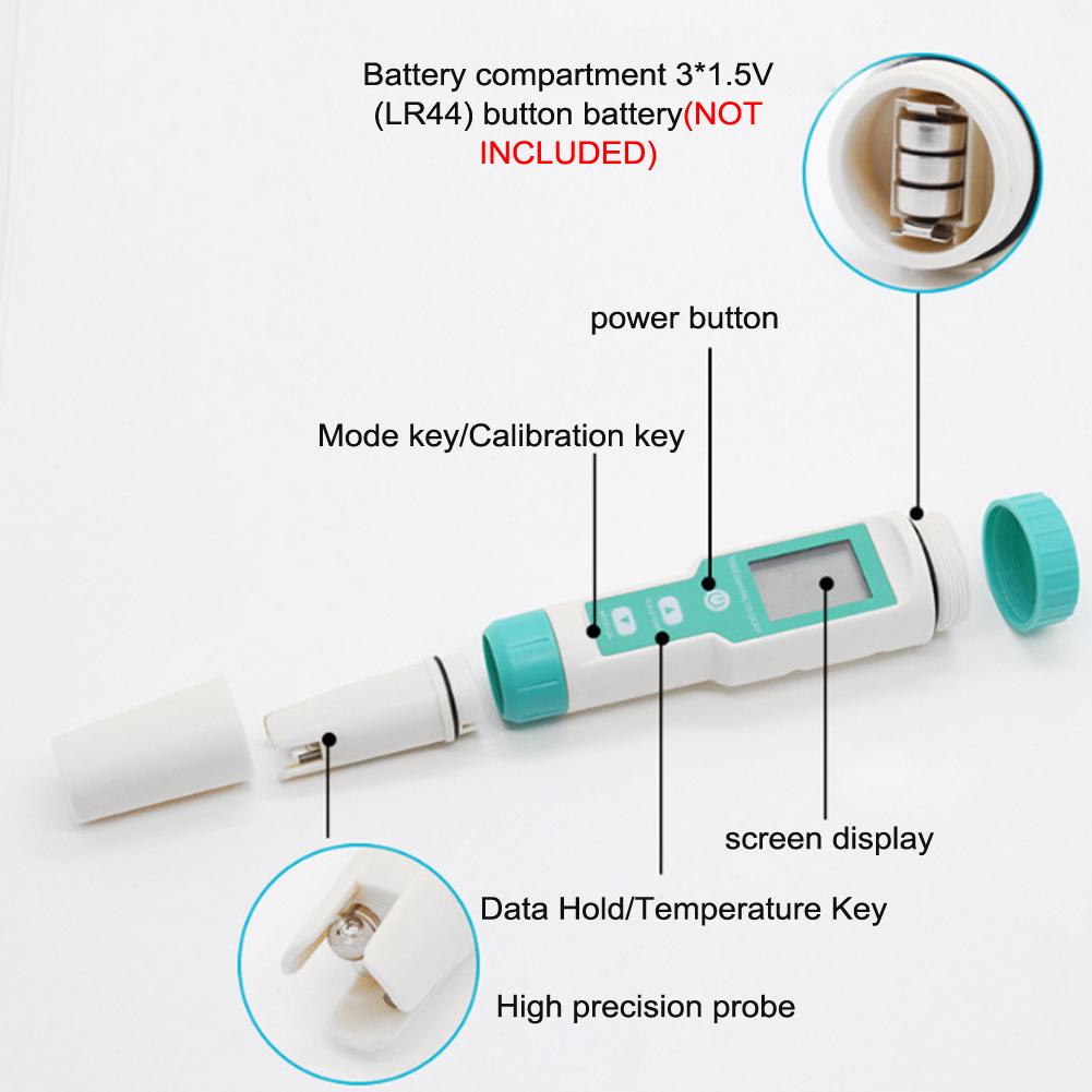 Máy kiểm tra chất lượng nước cầm tay cầm tay 7 trong 1 PH Tổng chất rắn hòa tan EC ORP Độ mặn SG Kiểm tra nhiệt độ IP67 Chống nước ℃/℉ Chuyển đổi đơn vị Bù nhiệt độ tự động